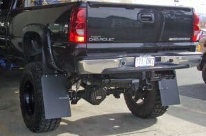 lifted truck mud flaps on GMC with 16" lift