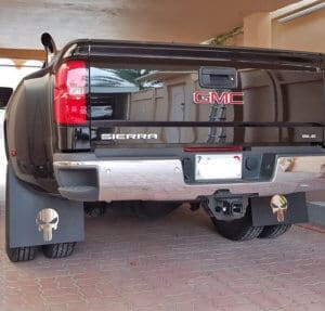 mud flaps on 2015 GMC 3500 Dually large tires punisher rear