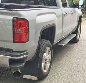Mud flaps on 2016 GMC 2500 No Flares 11in Tires XL rear 12in wide