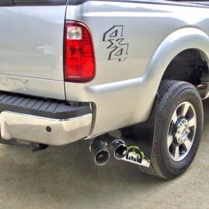 Mud Flaps on Ford F-250 without flares 12" wide standard length with Pleasure Rider artwork