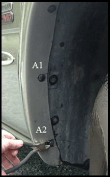The Available Measurement Holes the Chevy/GMC 1500  Front 2001 – 2007
