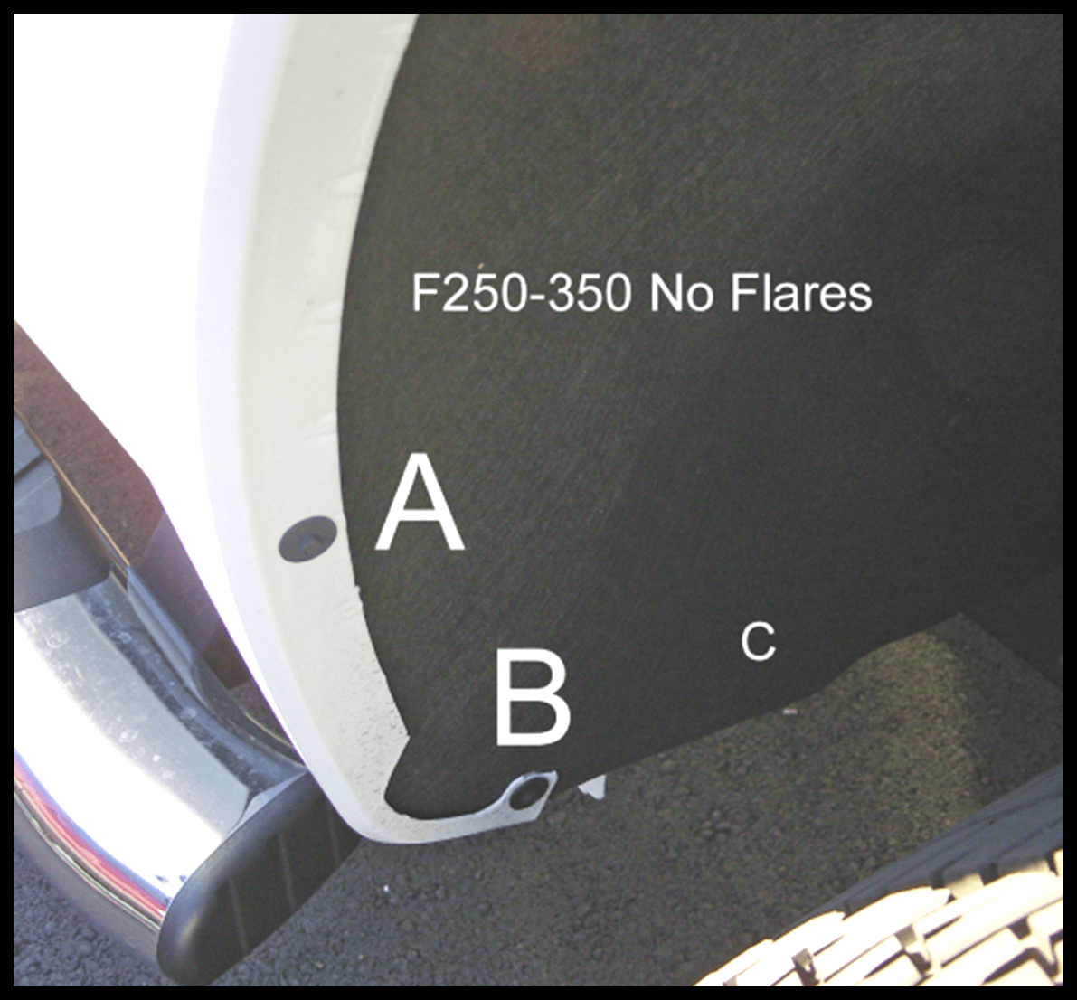 The Available Measurement Holes the Ford F250/350  Front