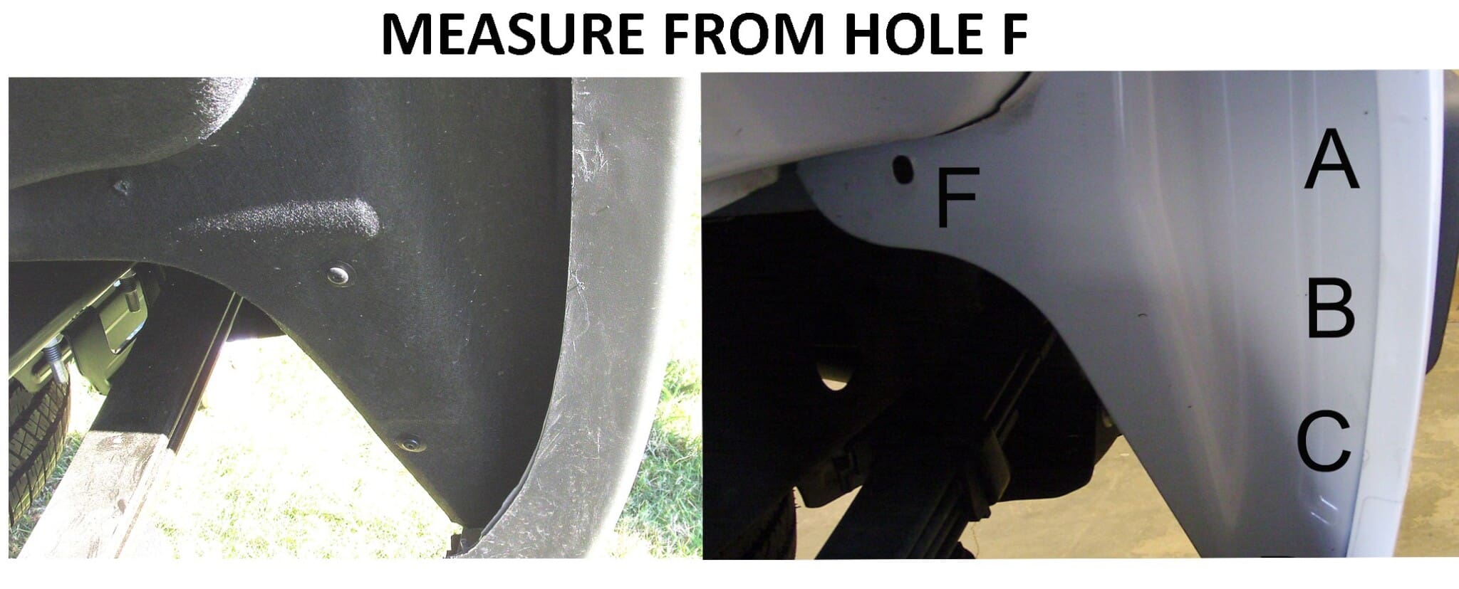 The Available Measurement Holes the Chevy 2500/3500  Rear 2007.5 – 2014