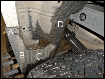 The Available Measurement Holes the Chevy Colorado/Canyon  Rear  2015 – 2022